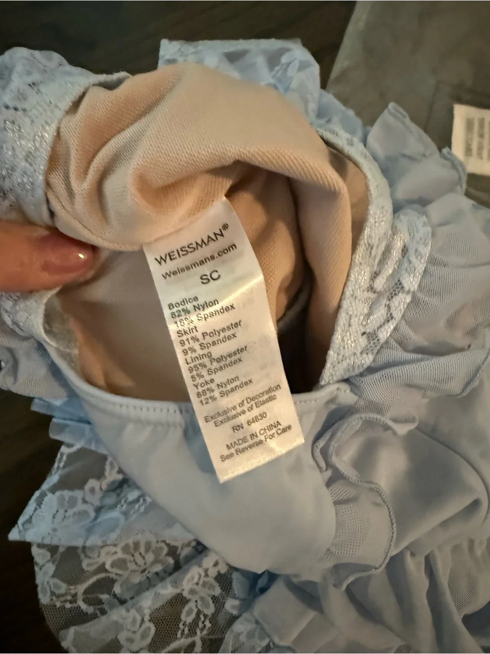 Weissman Pale Blue Lace & Tulle Dance Costume Dress